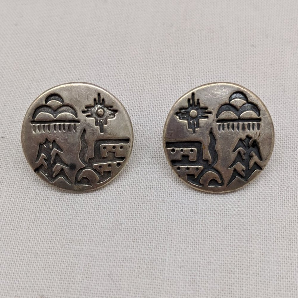 Southwestern Style Sterling Silver Earrings